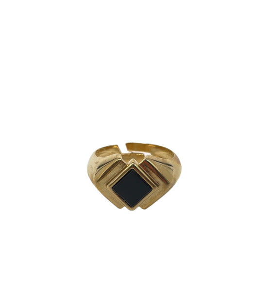 Geometric ring with natural stone